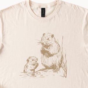 Beaver Family T Shirt Cute Animal Tee Nature Lover Gift Unisex Top