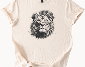 Majestic Lion Graphic Tee Animal Lover Shirt Nature Inspired Clothing Cool Lion Design TShirt Wildlife Art Fierce Lion Unique Animal Shirt