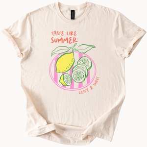 Taste Like Summer Lemon Graphic T Shirt Zesty Sweet Citrus Fruit Hand Drawn Summer Tee Lemon Slice Art Trendy Cute Lemon Shirt