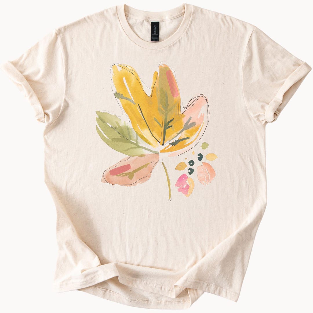Hand Drawn Watercolor Autumn Leaf T Shirt Fall Botanical Nature ...