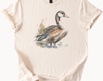 Goose Waterfowl Graphic T Shirt Nature Bird Illustration Wildlife Animal Art Tee Artistic Goose Drawing Unique Outdoor Gift Shirt