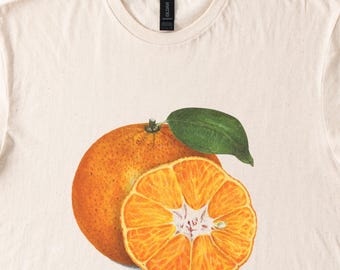 ジューシーオレンジグラフィックTシャツ ビッグフルーツTシャツ 柑橘系