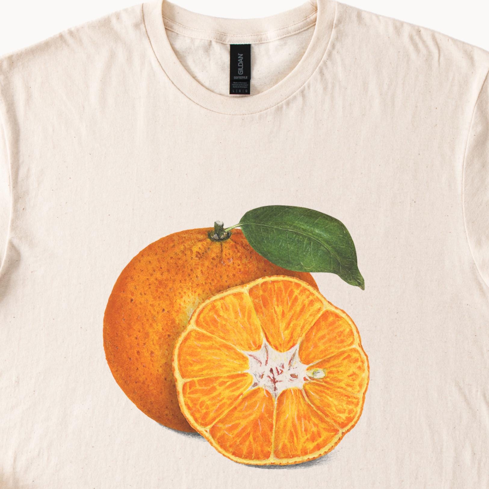 ジューシーオレンジグラフィックTシャツ ビッグフルーツTシャツ 柑橘系