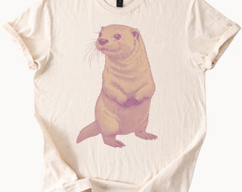 Standing Otter Graphic Tee Cute Animal Shirt Nature Lover Gift