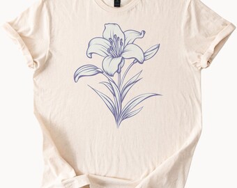 Lily Flower TShirt Floral Graphic Tee Botanical Shirt
