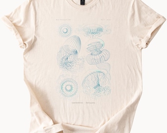 Jellyfish Marine Biology Graphic T Shirt Ocean Animal Illustration Science Sea Life Tee Natural Soft Cotton Shirt Gift for Ocean Lover