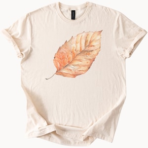 Fall Autumn Leaf Graphic T Shirt Watercolor Nature Inspired Botanical Art Tee Earthy Brown Orange Leafy Shirt Nature Lover Gift
