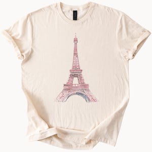 Maglietta rosa con la Torre Eiffel, Parigi, Francia, grafica, souvenir, regalo
