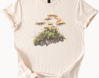 Mushroom Forest Graphic Tee Nature Botanical Fungi Shirt Cottagecore Aesthetic Mushroom Art T Shirt Nature Lover Gift