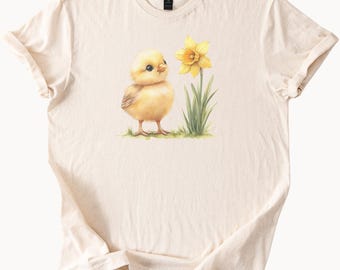 T-shirt bébé poussin et jonquille Joli t-shirt de Pâques pour le printemps