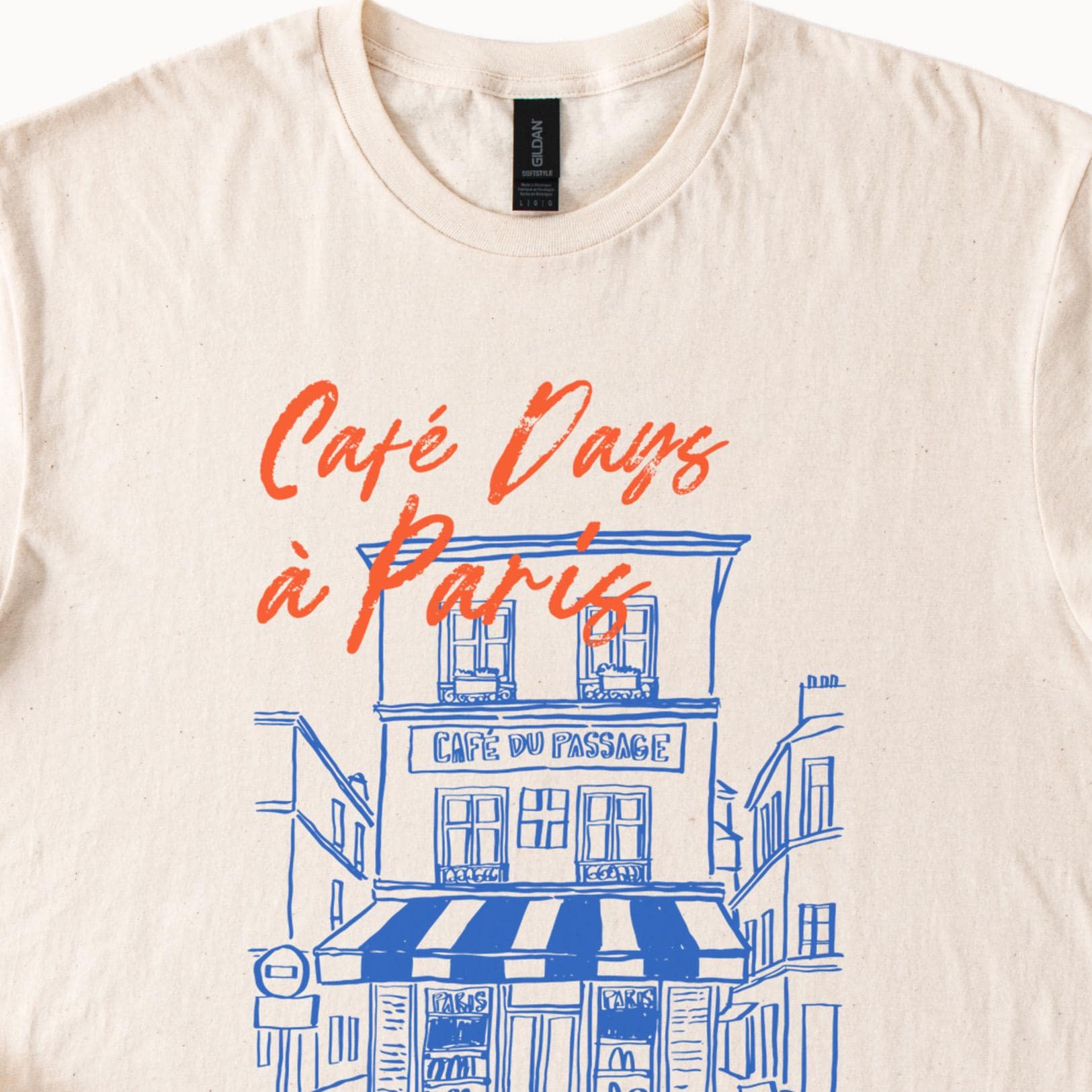 パリのカフェデイズグラフィックTシャツ、フランスのコーヒーショップ 