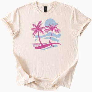 Retro Palm Tree TShirt Beach Vibes Graphic Tee Summer Holiday Top