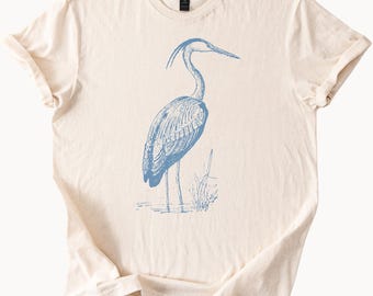 Blue Heron Graphic Tee Bird Lover Shirt Nature Inspired Clothing Gift For Her Him Unisex Top