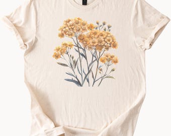 Yellow Wildflower Graphic T Shirt Botanical Floral Tee Nature Inspired Flower Shirt Aesthetic Garden Lover Apparel Soft Cotton Top