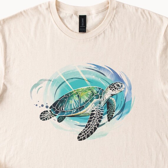 ウミガメTシャツ 海の波 グラフィックTシャツ ビーチ好きへのギフト