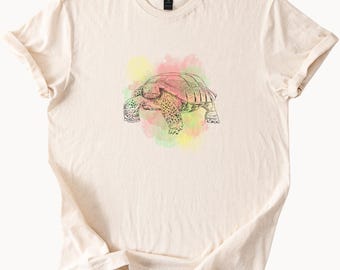 Schildkröten-T-Shirt mit Aquarell-Panzer-Reptilien-Grafik