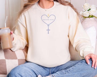 Immaculate Heart Pray for Us Rosary Sweatshirt