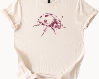 てんとう虫Tシャツ かわいい昆虫Tシャツ 自然愛好家へのギフト 虫グラフィックトップ