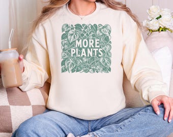 More Plants Sweatshirt with Trailing Vines and Heart Leaves
