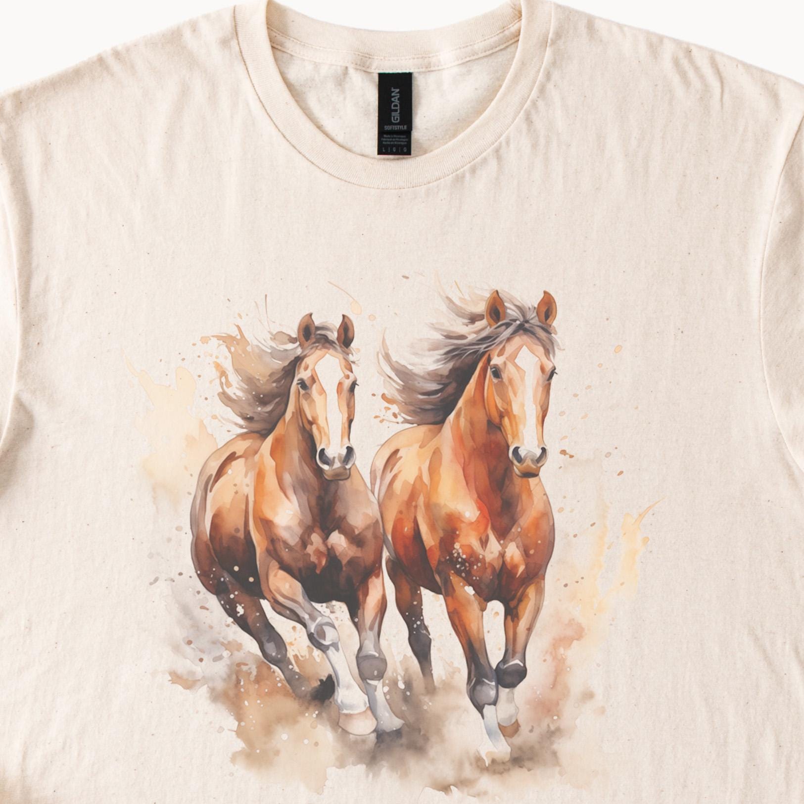 Running Horses Tshirt Wild and Free Graphic Tee Unisex Horse Lover
