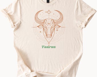 Taurus Zodiac Bull Graphic Tee Astrology Horoscope T Shirt Gift for Him Her