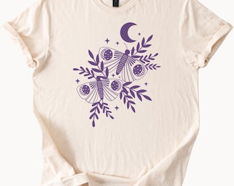 Celestial Moth T Shirt Lunar Butterfly Tee Witchy Aesthetic Top Moth and Moon Shirt Ethereal Graphic Tee