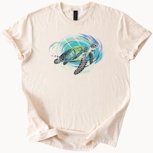 Sea Turtle T Shirt Ocean Waves Graphic Tee Beach Lover Gift