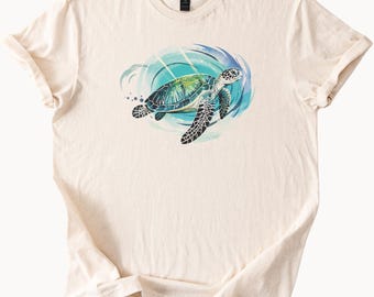 Meeresschildkröte T-Shirt Ozean-Wellen Grafik-T-Stück Strand-Liebhaber-Geschenk