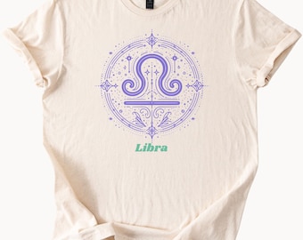 Camiseta con el signo del zodiaco Libra, idea de regalo para el horóscopo astrológico