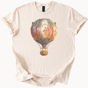 Floral Hot Air Balloon Graphic Tee Artistic Boho Balloon Shirt Nature Inspired Air Balloon T Shirt Gift for Travelers Aesthetic Top