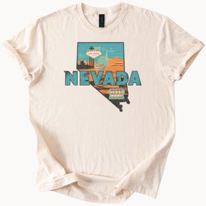 Nevada State Graphic T Shirt Las Vegas Casino Slot Machine Desert Sunset Illustration Nevada Souvenir Tee Western Travel Shirt