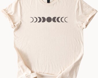 Moon Phases Graphic Tee Lunar Cycle Shirt Celestial Moon Shirt Aesthetic Nature Boho Style Unisex Moon Print T Shirt