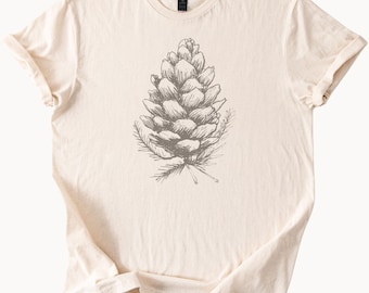 Pine Cone TShirt Nature Lover Tee Forest Graphic Top Outdoorsy Clothing