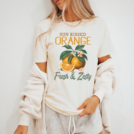 Sun Kissed Orange Graphic Tee, Fresh and Zesty Retro T-shirt