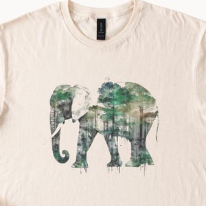 Elephant Forest Graphic Tee Shirt, Nature Inspired Shirt, Elephant Lover Gift, Unique Graphic T Shirt, Animal Print Tee, Casual Tee