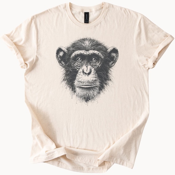 チンパンジーの顔のグラフィックTシャツ リアルな動物アートTシャツ 