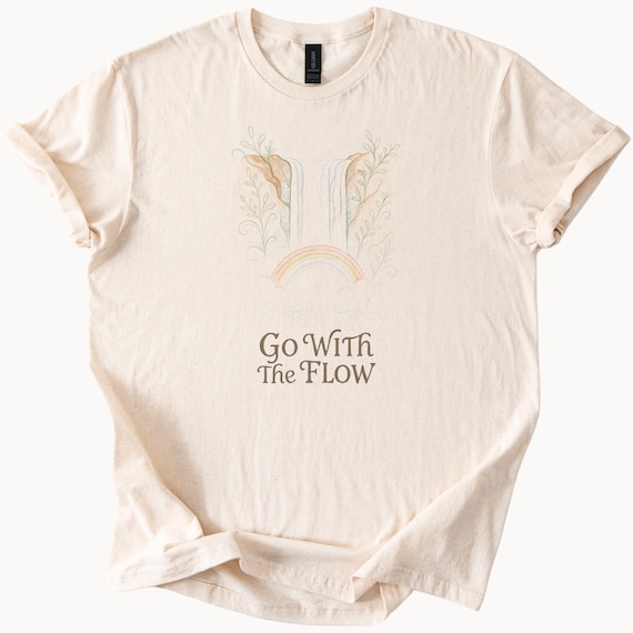 Go With the Flow Waterfall Rainbow Graphic Tee Nature Inspired