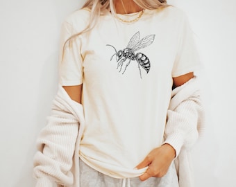 ワスプグラフィックTシャツ 昆虫イラストTシャツ 自然愛好家へのギフト