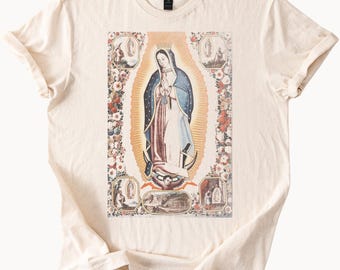 Camiseta gráfica de Nuestra Señora de Guadalupe, camiseta católica de la Santísima Madre, ropa religiosa