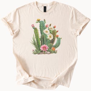 Desert Cactus Flower Graphic T Shirt Colorful Succulent Garden Tee Botanical Nature Art Shirt Southwestern Plant Lover Gift
