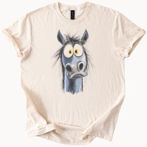 Funny Donkey Shirt Cartoon Horse Head Tee Cute Animal Lover Gift Farm Pet Design T-Shirt Unique Graphic Apparel