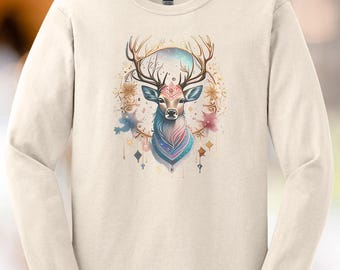 Deer stag graphic shirt mystical animal antlers nature forest art apparel