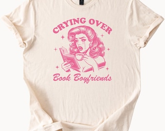 Huilen om boek vriendjes Graphic Tee Retro Romance Reader Shirt Funny Book Lover Cadeau voor vrouwen Leuk Lezen Esthetisch Shirt