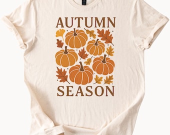 Grafisch T-shirt pompoen herfstseizoen Leuke herfst pompoenen en bladeren graphic T-shirt herfst Thanksgiving oogstshirt gezellige herfsttop