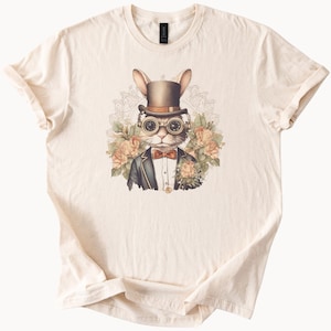 Steampunk konijn T-shirt hoge hoed bril bloemen konijn T-shirt