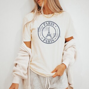 Paris Eiffeltornet stämpel grafisk T-shirt Paris Frankrike resetröja Paris älskareskjorta Paris estetisk t-shirt Eiffeltornetskjorta bild 3