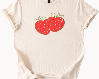 Sweet Strawberry Graphic Tee Cute Fruit T Shirt Summer Style Clothing