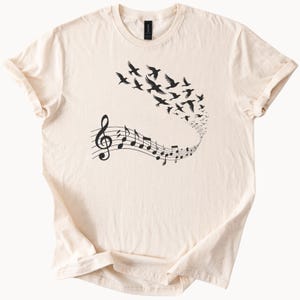 Blackbird Music Notes T Shirt Beatles Inspired Graphic Tee Bird Song Shirt