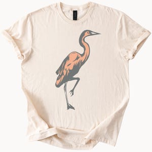 Great Blue Heron Graphic T Shirt Nature Bird Art Tee Unique Wildlife Animal Lover Gift Soft Cotton Shirt Heron Drawing Apparel