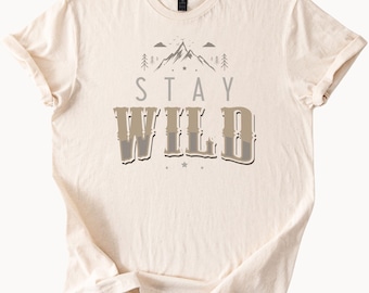 Stay Wild Arrow Mountain Camping Unisex Heavy Cotton Tee